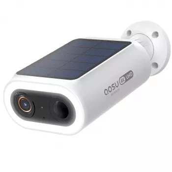 AOSU Smart Security SolarCam P1 Max 4K buitencamera op zonne-energie, 166° ultragroothoek, kleurennachtzicht met spotlight, AI-detectie van personen en voertuigen