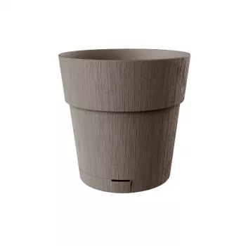 STEFANPLAST Ethica bloempot met schotel, 25x25 cm, bruin, 8,5 L, gerecycled kunststof