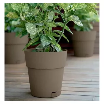 STEFANPLAST Ethica bloempot met schotel, 25x25 cm, bruin, 8,5 L, gerecycled kunststof