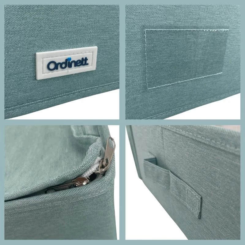 ORDINETT rechthoekige opbergbox met rits 42x32x14 cm mint
