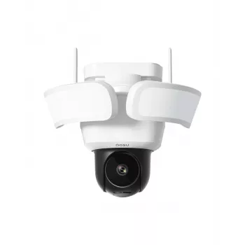 AOSU Smart Security Floodlight Cam Pro 2K QHD bedrade buitenbewakingscamera met 2400lm schijnwerper, AI-herkenning, IP65