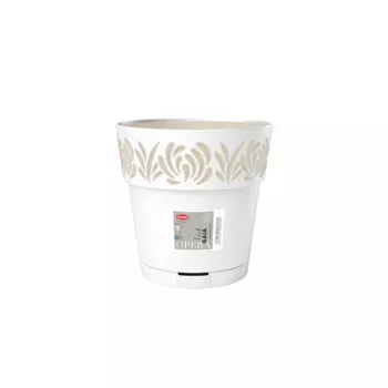STEFANPLAST Gaia bloempot met schotel Ø20x19cm wit