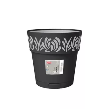 STEFANPLAST Gaia bloempot met schotel Ø25x25cm zwart