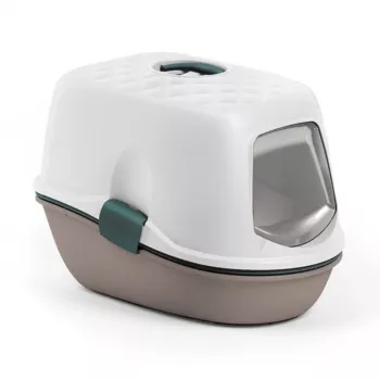 STEFANPLAST Furba Top Chic gesloten kattentoilet, wit/lichtgrijs, 58,5x39,4x42,7 cm