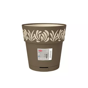 STEFANPLAST Gaia ronde bloempot met schotel, bruin, Ø25 x 25 cm