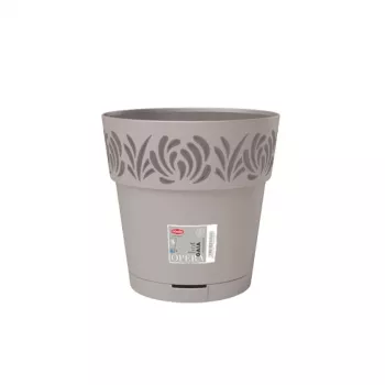 STEFANPLAST Gaia bloempot met schotel Ø25x25 cm lichtgrijs