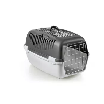 STEFANPLAST transportbox Gulliver 3 Top Free met metalen deur 61x40x38cm donkergrijs/lichtgrijs