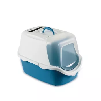 STEFANPLAST Cathy Easy Clean kattenbak met kap 56x40x40 cm wit/blauw