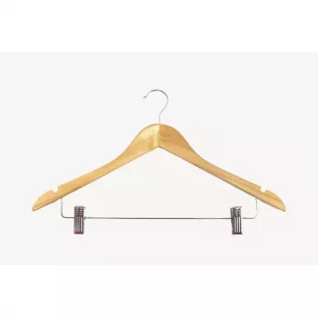 ORDINETT houten kledinghangers met clips, 2-pack, 44,5 cm, natuurlijk beukenhout