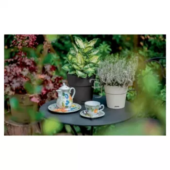 STEFANPLAST Ethica ronde bloempot met schotel, bruin, 40x39 cm, 25 L