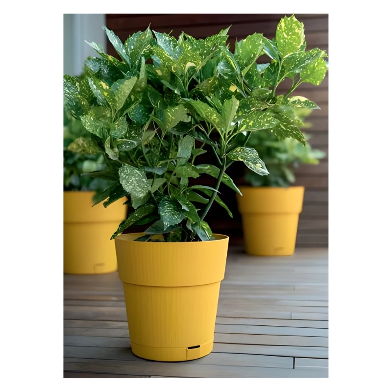 STEFANPLAST Ethica bloempot met schotel Ø40x39cm mosterdgeel