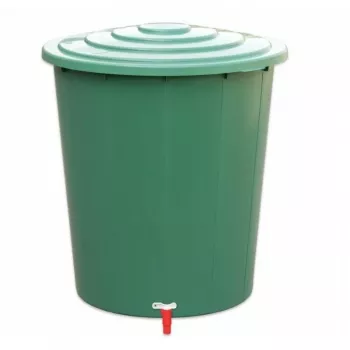 STEFANPLAST regenton 310L met deksel en kraan, groen, Ø80x97cm