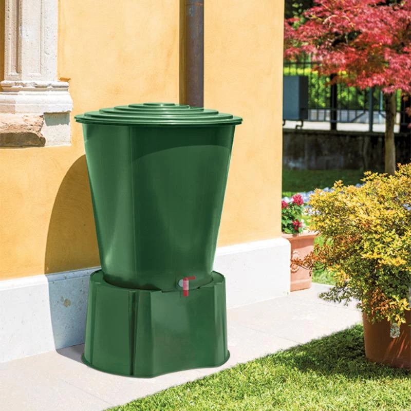 STEFANPLAST regenton 310L met deksel en kraan, groen, Ø80x97cm