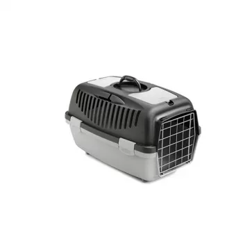 STEFANPLAST transportbox Gulliver 2 met metalen deur 55x36x35 cm donkergrijs/lichtgrijs