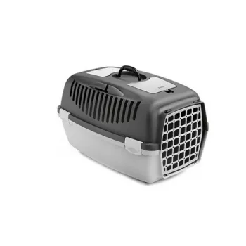 STEFANPLAST transportbox Gulliver 3 met kunststof deur 61x40x38 cm donkergrijs/lichtgrijs