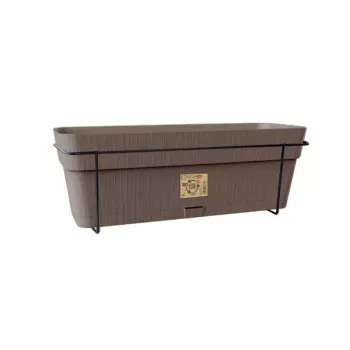 STEFANPLAST balkonset met automatisch bewateringssysteem en metalen houder 50x18x17cm bruin
