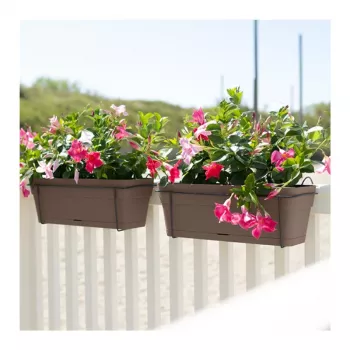 STEFANPLAST balkonset met automatisch bewateringssysteem en metalen houder 50x18x17cm bruin