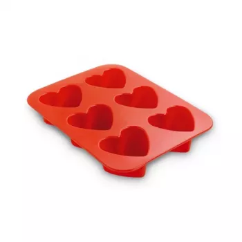GUARDINI Hearts 6-holtes siliconen bakvorm, rechthoekig, wit