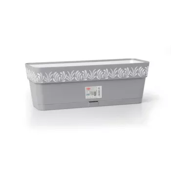 STEFANPLAST bloembak met schotel Gaia 50x18x17 cm grijs