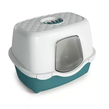 STEFANPLAST Tres Chic kattenbak met kap en actief koolfilter, wit/groen, 56x39x39 cm