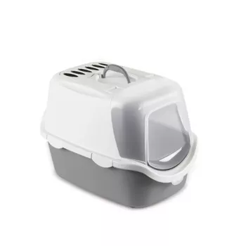 STEFANPLAST Cathy Easy Clean kattenbak met kap 56x40x40cm wit/grijs