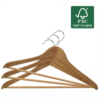 ORDINETT kledinghangers van hout, 6-delige set, beukenhout, 44,5 cm, natuurlijk oppervlak, draaibare haken