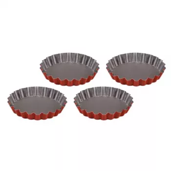 GUARDINI taartjesvorm set 4 st. Rossana Ø12x1,9cm antiaanbak staal antraciet