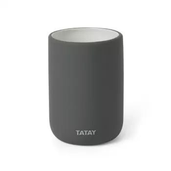 TATAY Tube tandenborstelhouder, keramiek, antracietgrijs, capaciteit 4 tandenborstels