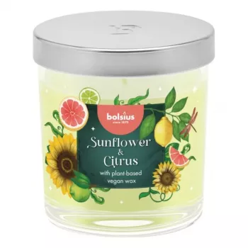 BOLSIUS Floral Fusion geurkaars in glas, zonnebloem & citrus, Ø80x72mm