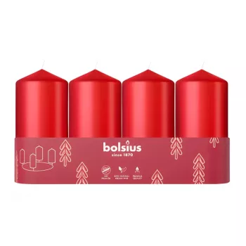 BOLSIUS kaars cilinder 4 stuks Ø100x48 mm rood