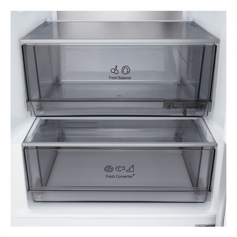 LG GBBS525APY koelkast met vriezer onderaan, 375 L Total No Frost, zilver