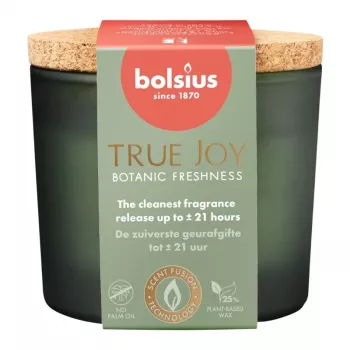 BOLSIUS True Joy geurkaars in glas met kurkdeksel, Botanic Freshness, Ø66 x 83 mm