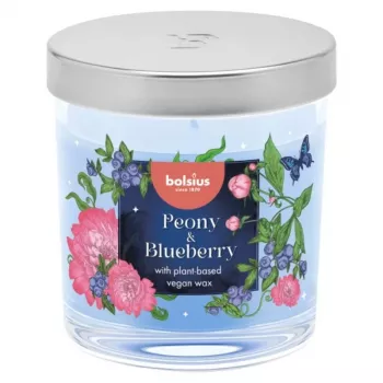 Bolsius Aromatic glas geurkaars Floral Fusion pioenroos & bosbes Ø80x72mm