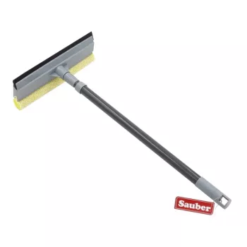 SAUBER mini-raamborstel met telescoopsteel | dubbelzijdig microvezel & trekker