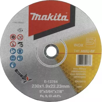 Makita E-13764 doorslijpschijf 230 mm, 22,23 mm boring, 1,9 mm dik, voor metaal en roestvrij staal