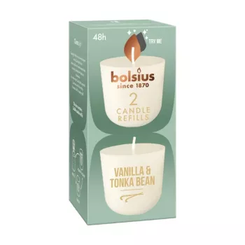 BOLSIUS Clean Light navulkaarsen 2 stuks vanille & tonkaboon