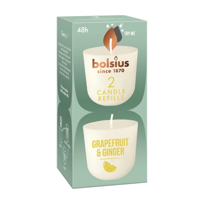 BOLSIUS Clean Light navulkaarsen 2 stuks vanille & tonkaboon