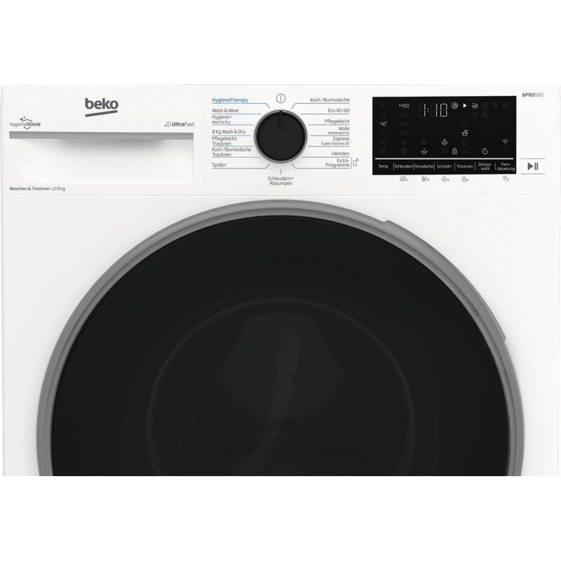 Beko B3DFT512447W was-droogcombinatie 12 kg / 8 kg, 1400 t/min, energieklasse D, wit