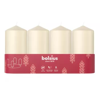 Bolsius kaarscilinders 4 stuks Ø100x48 mm, crème