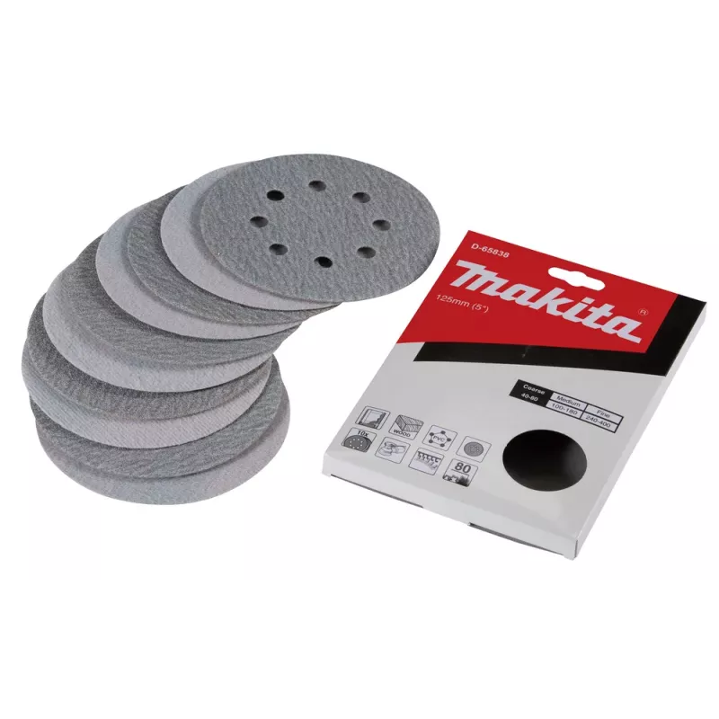 Makita D-65838 schuurschijf 125mm P80 korrel 10-pack klittenband 8-gats