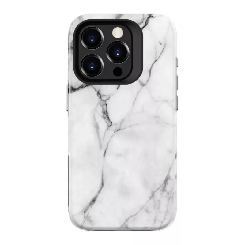 Evelatus Armor hoesje voor Apple iPhone 15 Pro – TPU+PC hybride, marmer wit custom print