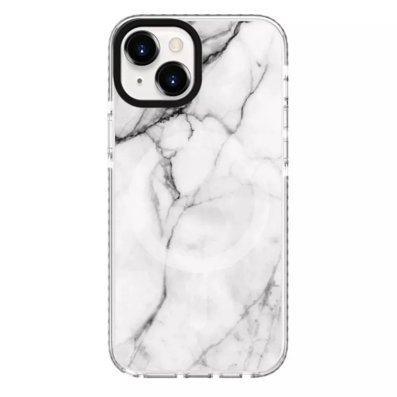 Evelatus Apple iPhone 15 PC+TPU hoesje met MagSafe marmer wit