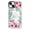Evelatus iPhone 15 Plus transparant MagSafe hoesje met bloemenpatroon