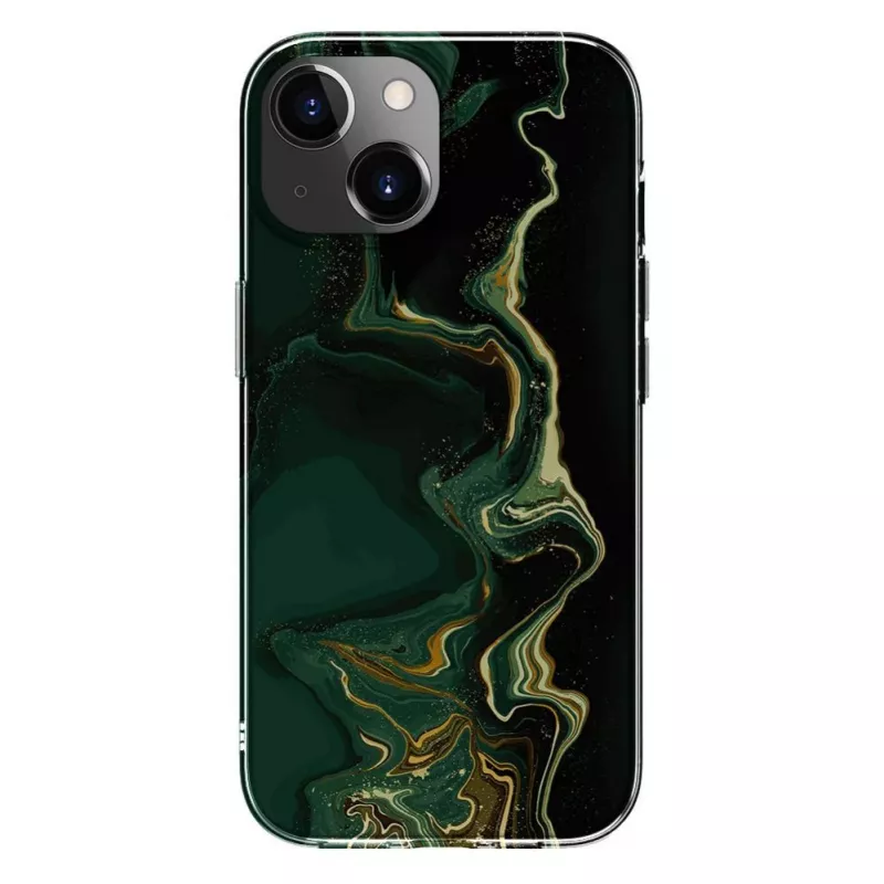 Evelatus Apple iPhone 15 PC marmer donkergroen hoesje