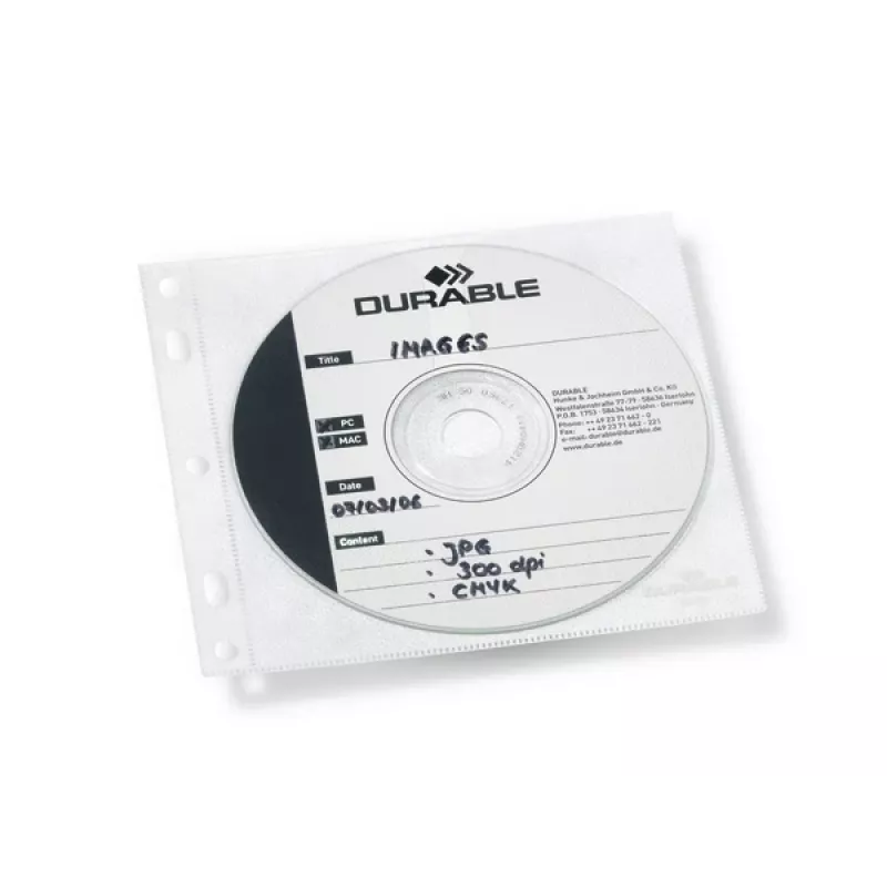 DURABLE 1er CD-/DVD-hoesjes Cover FILE afhechtbaar transparant, 10 st.