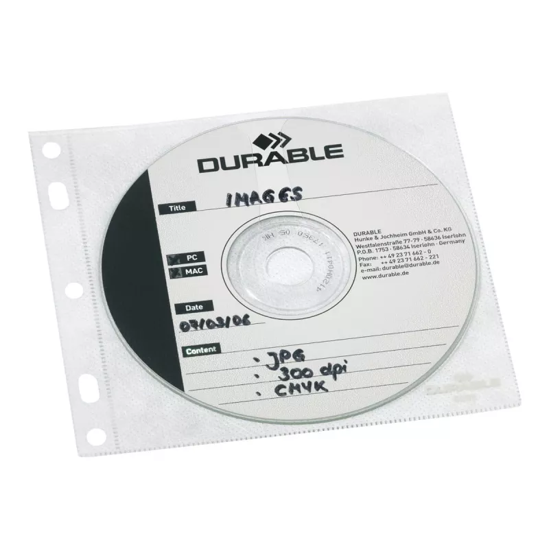 DURABLE 1er CD-/DVD-hoesjes Cover FILE afhechtbaar transparant, 10 st.