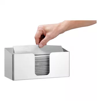 Bartscher ILZF20 Papieren handdoekdispenser, Zilver, Geborsteld chroom-nikkelstaal, Wandmontage, Afsluitbaar 850057