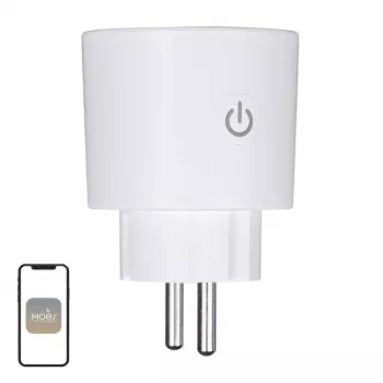 MOES MWP-EU16M-WH-MS slimme stekker met energiemeting, 16A, Wi-Fi, wit