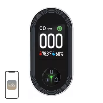 MOES S02-CO koolmonoxidemelder, Zigbee 3.0, LCD-display, 85dB alarm