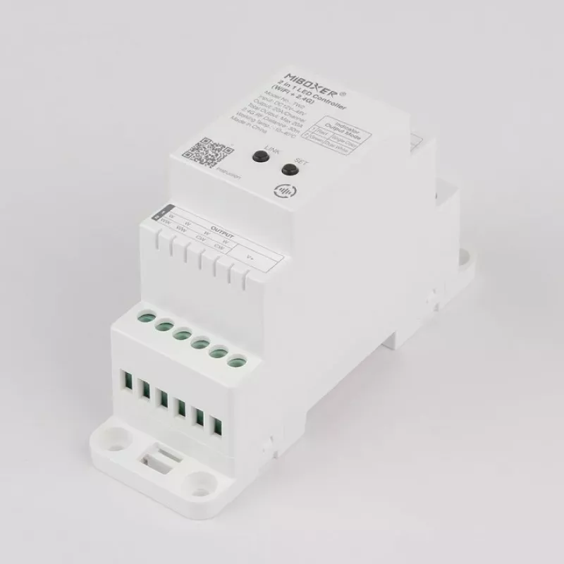 MiBoxer TW2 2-in-1 rail-LED-controller voor eenkleurige en CCT-LED-strips, DC12/24V, WiFi + 2,4GHz RF